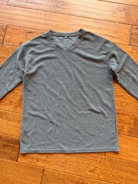 Men's V-Neck Long Sleeve Sweater - Gray